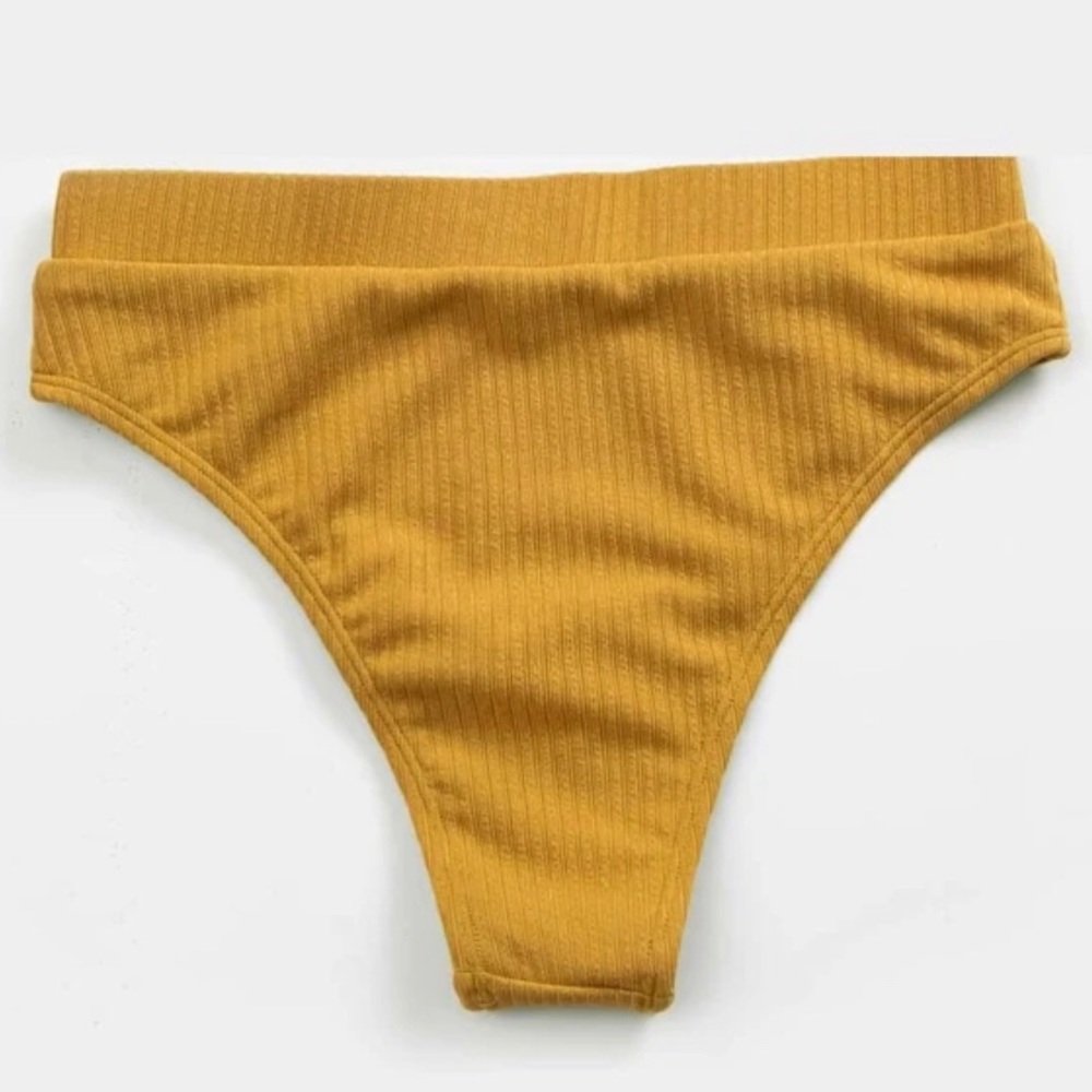 NWT HIGH WAISTED YELLOW BIKINI BOTTOM - Picture 2 of 5